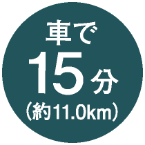 車で15分