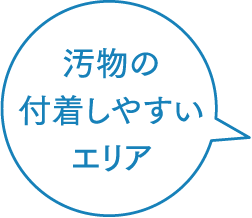 汚物の付着しやすいエリア