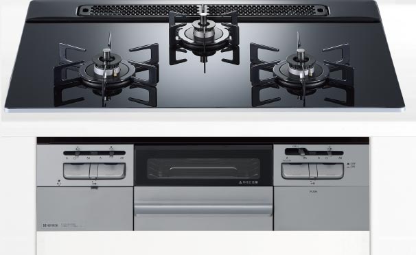 無水両面焼グリル付きビルトインコンロ