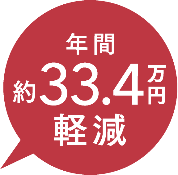 年間33.4万円軽減