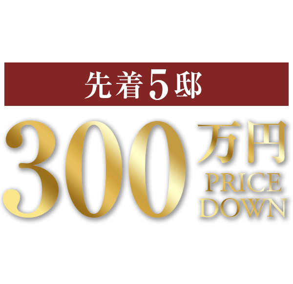 先着5邸／300万円プライスダウン